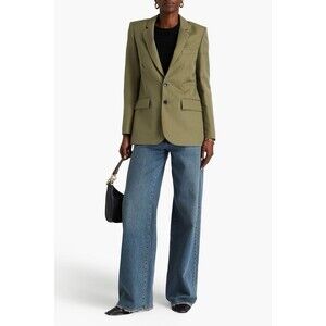 NEW FRAME Womens Size 4 Military Green Cotton Linen Twill Every Day Blazer $598